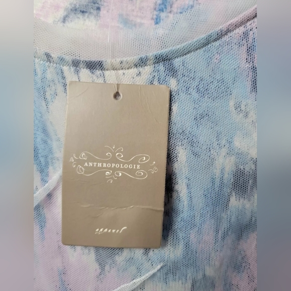 NEW ANTHROPOLOGIE Meadow Rue sz XS Dahlia tie dye print mesh overlay blouse top - Picture 7 of 9